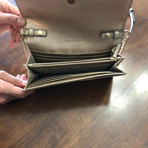 Coach Gold Shimmery Crossbody Waller - Picture 2 of 3